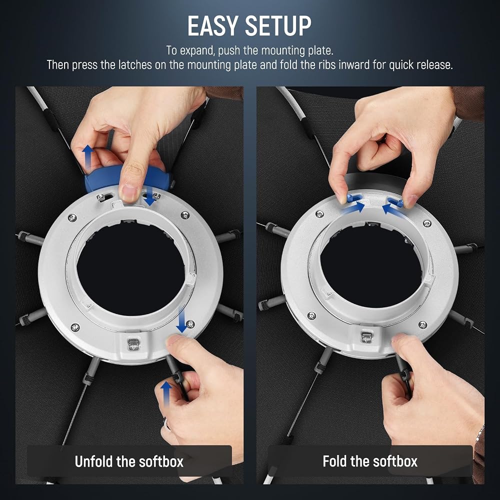 Neewer 65cm Octagonal Softbox, Bowens Mount, Quick Setup, Foldable, with Diffuser/Grid/Bag, Compatible with Parabolic Softboxes: Aputure 120d, Godox S