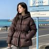 Waist puff down jacket women's new white duck down warm light hooded drawstring thin coat tide