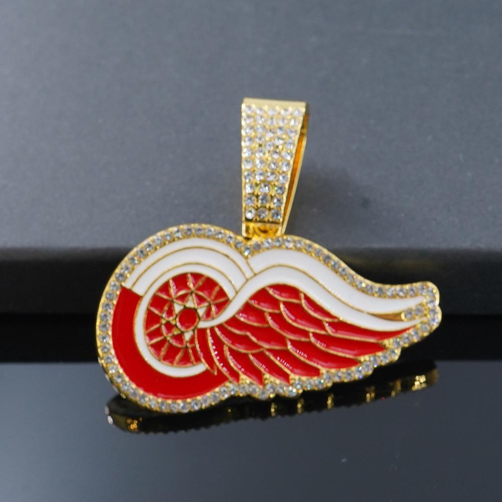 European and American Hip-hop Style Detroit Red Wings Drip Alloy Pendant Necklace