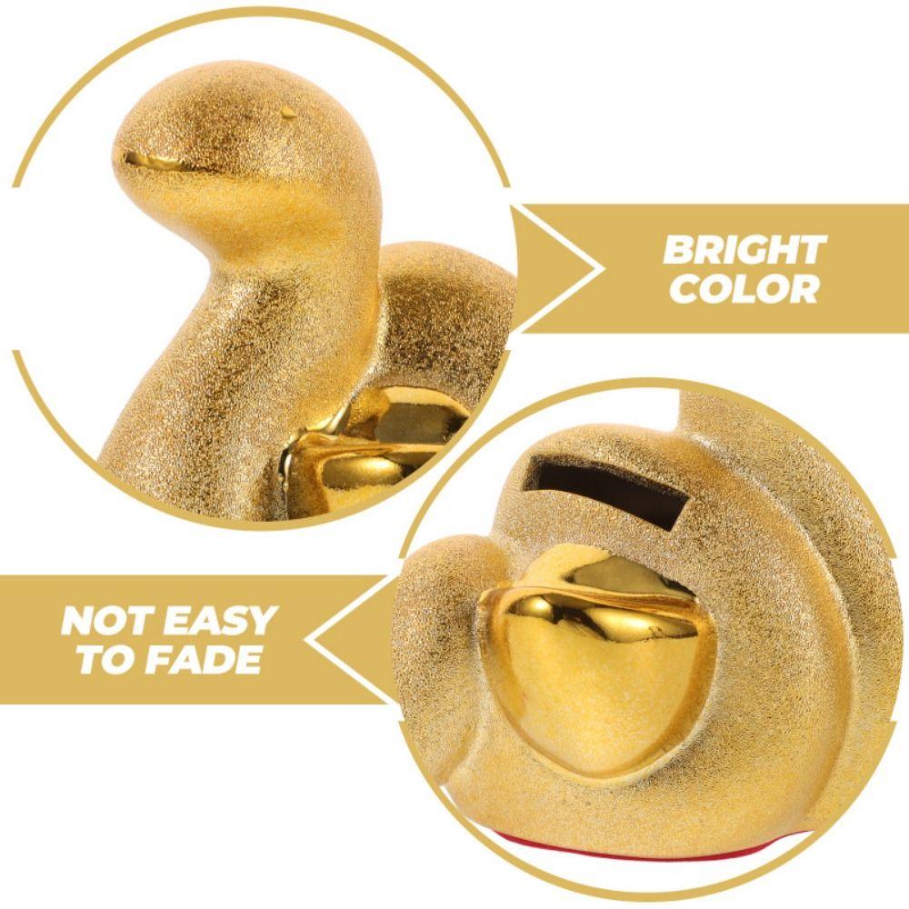 Cute Golden Snake Piggy Bank Unique Desktop Animal Jar Funny Snake Year Ornaments  Collection