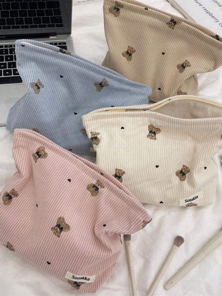 Cute Little Bear Makeup Bag Large Capacity Multi functional Makeup Bag Lipstick Makeup Brush Makeup Storage Makeup Bag