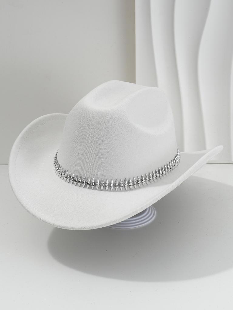 New trendy cool top hat fedora hat accessories personalized fish bone three-dimensional rivets rhinestone belt party hat