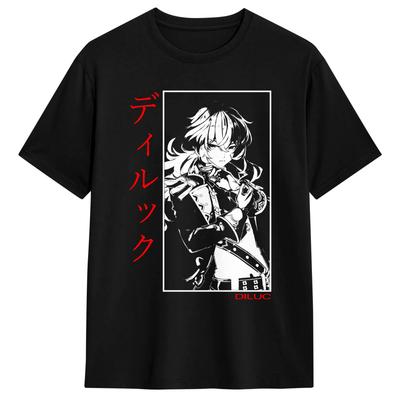 Diluc Genshin Impact Anime Game Tshirt Unisexs Cotton Clothing Fashion Round Neck Short Sleeve