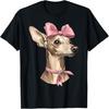 Kokette Schleife Italienischer Windhund Hund Mama Rosa Schleife Mädchen T-Shirt