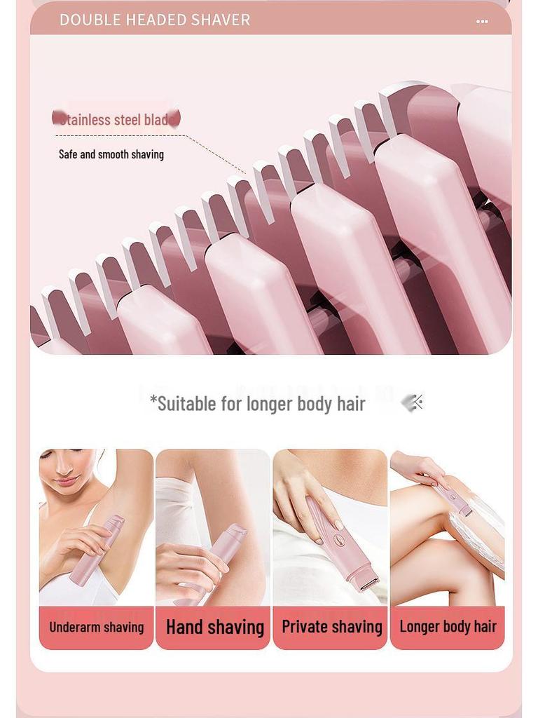 Portable Double Head Wireless Charging Mini Electric Pubic Hair Shaver for Women