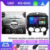 Android 14 For MAZDA 2 2007 2008 2009 2010 2011-2014 Car Radio Multimedia Player 4G WIFI Carplay GPS Stereo Head Unit Video DVD