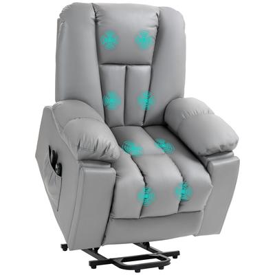 Fauteuil de Massage Fauteuil Inclinable Fauteuil pour Personnes Âgées, Télécommande, Poches Latérales, 94 cm x 96 cm x 106 cm, Gris Foncé