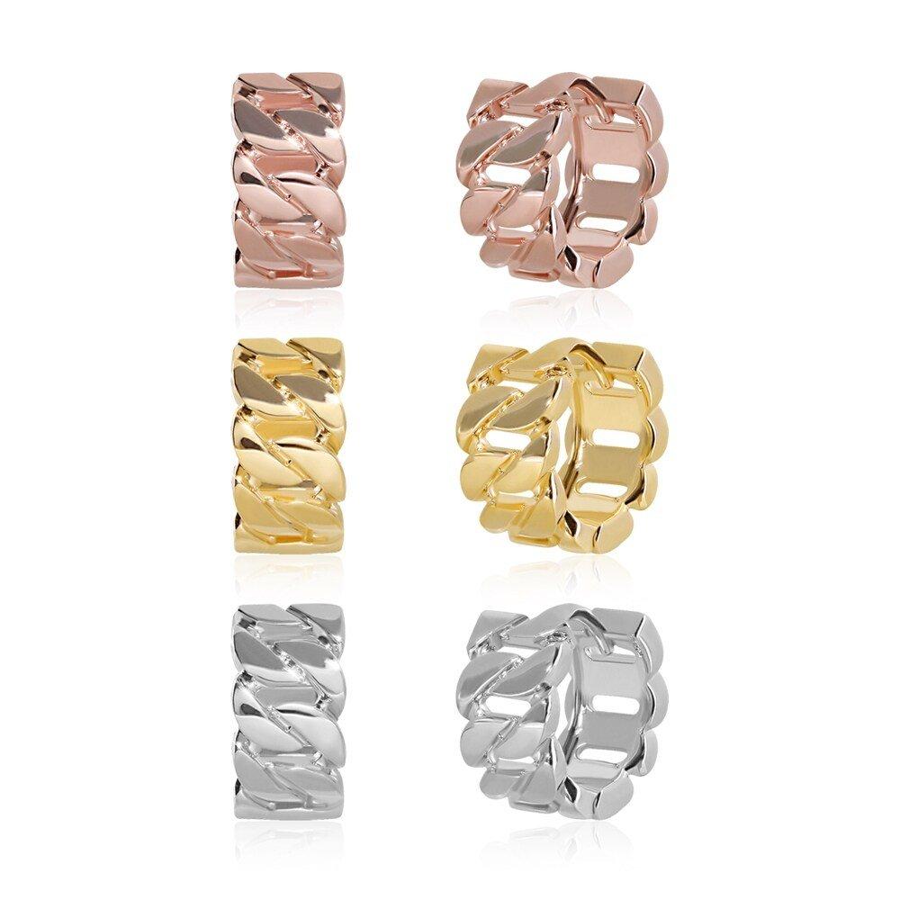 [Maison De Bijou] 14K Gf Bold Chain One-Touch Ring Earrings A00493