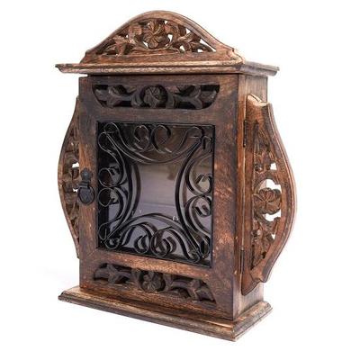 Duvara Asılan Kakma Anahtarlık Anahtar Tutucu Kahverengi Mango Ağacı El Yapımı Dolap Standı Kutu- Çiçek Tasarımı