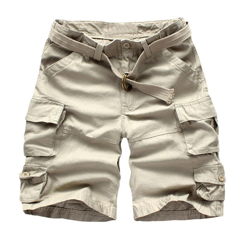 2026 New Fashion Military Cargo Shorts Men High Quality Cotton Casual Multi-pocket Men's Summer Shorts ( With Belt )