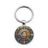 Cute Sun Moon Glass Pendant Keyring Portable Key Organizer For Gift Or Personal Use