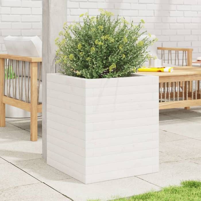 VidaXL Jardinière blanc 40x40x46 cm bois de pin massif, jardinière d'extérieur, bac à fleurs, boîte à plantes, jardinière de 3282400