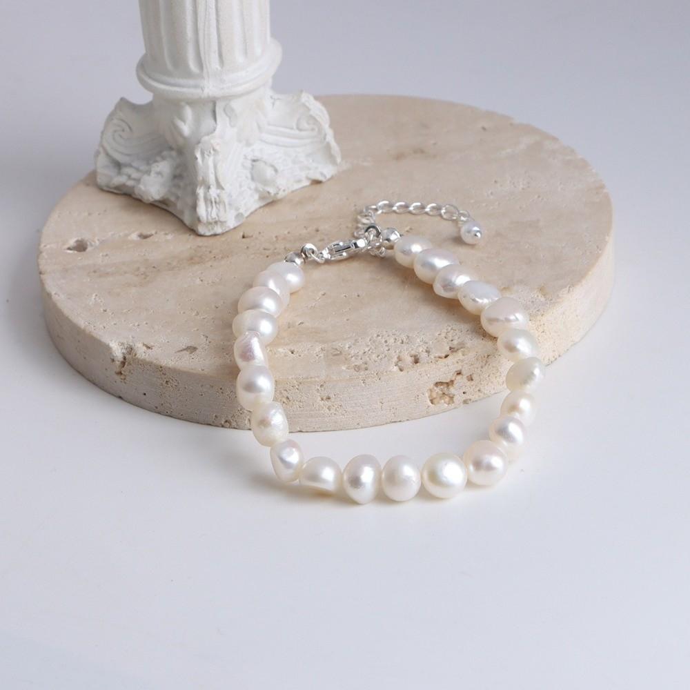 Small Rice Pearls Rice Pearl Strand Bracelets Adjustable Chain Beaded Strand Bracelets Women