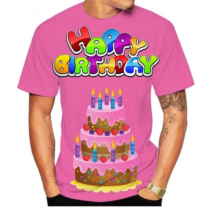 Καλοκαιρινά Μπλουζάκια 3D Εκτύπωσης για Γενέθλια Streetwear Ανδρική Μόδα Casual Oversized T-Shirt με Στρογγυλή Λαιμόκοψη Κοντομάνικο Μπλουζάκια Top Ρούχα