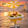 Portable Outdoor Tray Beach Snack & Drink Table, 3D Printed Sand Table with 6 Compartments, Travel Coffee Cup Holder Mini Beverage Slots for
