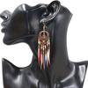 Boho Women Hollow Carved Circle Feather Tassel Dangle Hook Earrings Jewelry