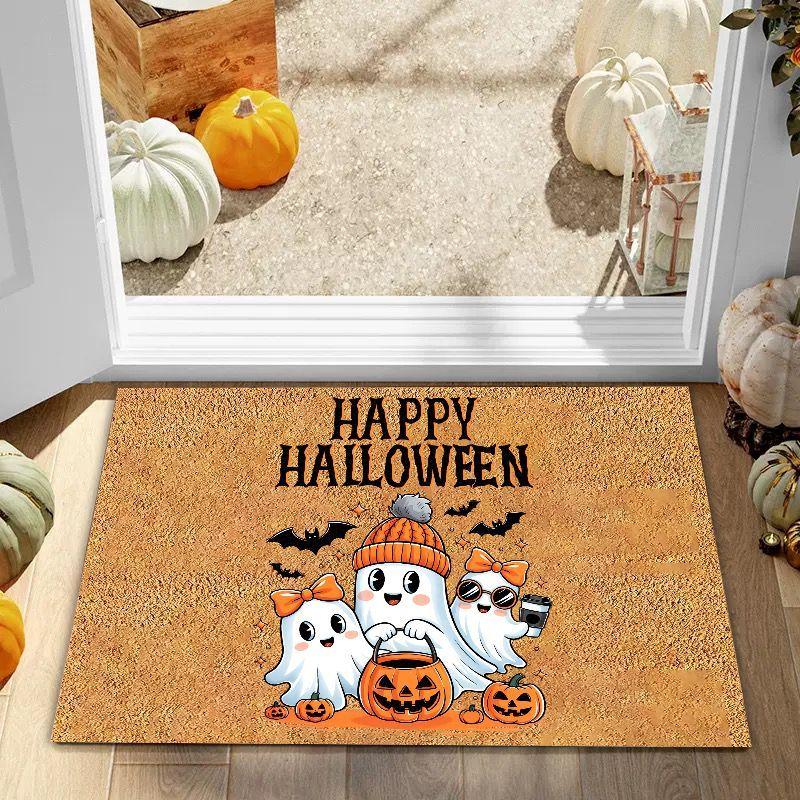 Halloween Pompoenkasteel Vloermat Antislip Tapijt Binnen en Buiten Horror Vloermat Woondecoratie 40x60cm 16x24inch