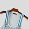 INCERUN Men Strap Sleeveless Striped Print Casual Fitted Tank Tops