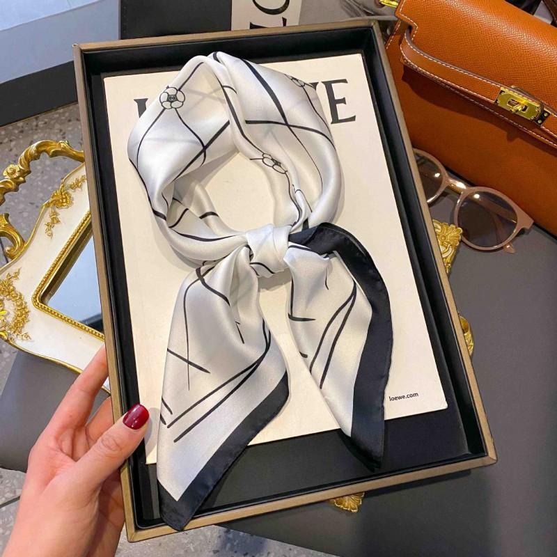 70cm Square Silk-Like Scarf Women Lightweight Fashion Accessory Office Chic Neck Wrap Stylish Print Design