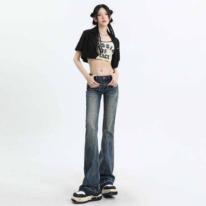 

Джинсы клеш с высокой посадкой в стиле ретро 2025: Женские микроклеши, стройнящие и увеличивающие рост XS