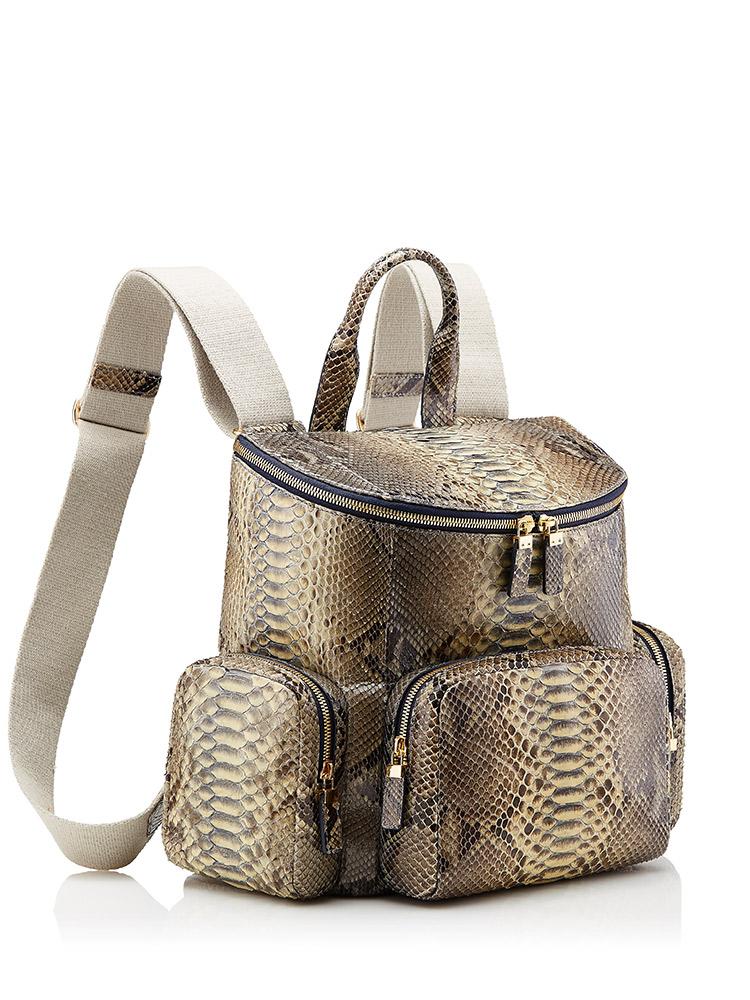 Karis Montappone Connie Exotic Leather Bag Python Backpack
