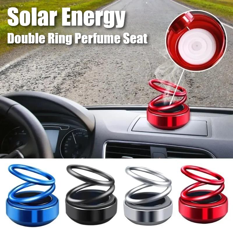 Solar Energy Double Ring Aroma Diffuser Solar Powered Car Air Freshener Rotating Suspension Car Decoration Accessories with Aroma Tablet