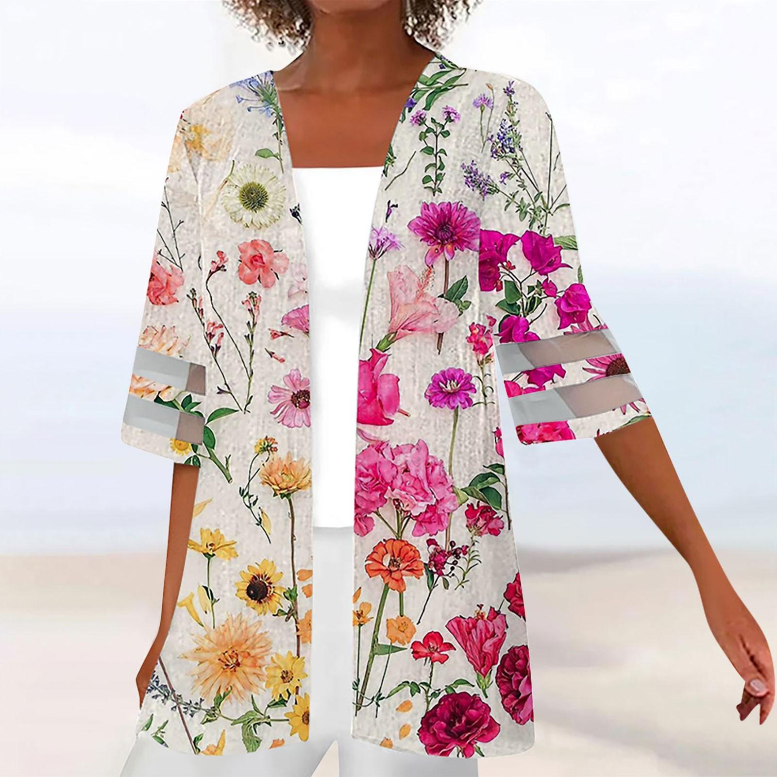 

Women s Shirt Blouse Outerwear Print Half Length Sleeve Casual Holiday Basic Lace Tops XL
