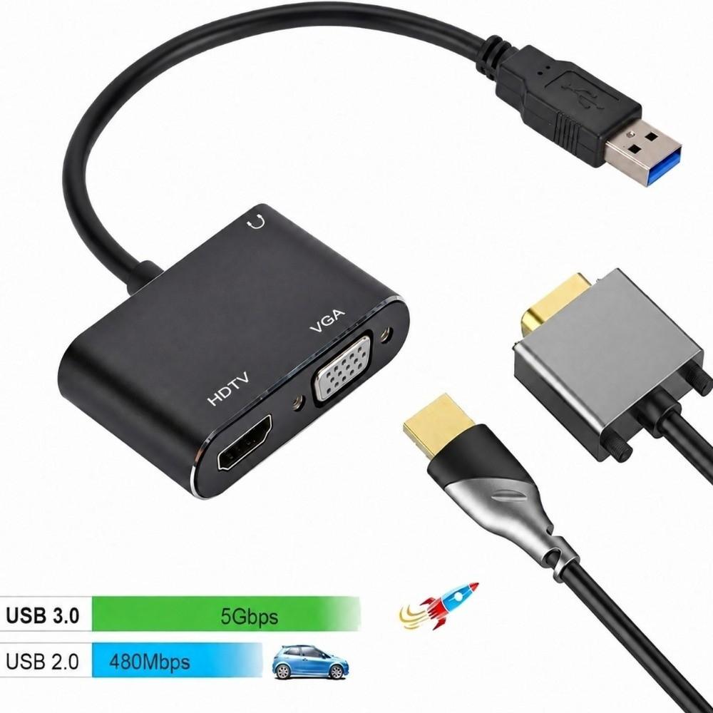 Full HD USB to HD VGA Adapter HD VGA Female 1080P Display Adapter For Dual Screens