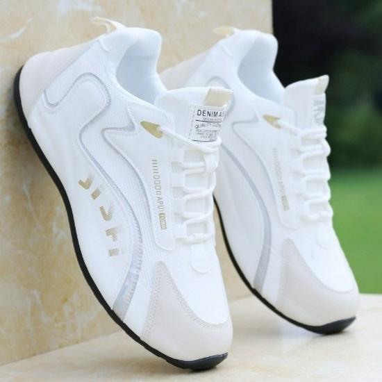 Men's Fashionable Leather & Mesh Sports Casual Shoes - Versatile & Stylish Student Footwear