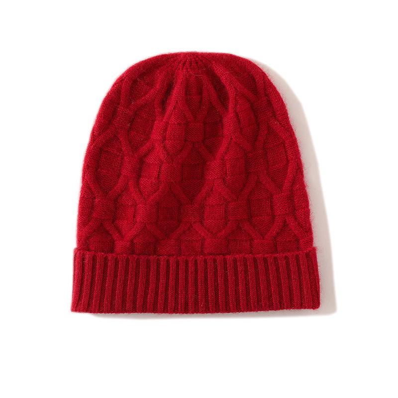 Cashmere Women s Cable Knit Fold-Up Hat with Ear Protection - 2025 Spring Collection One Size