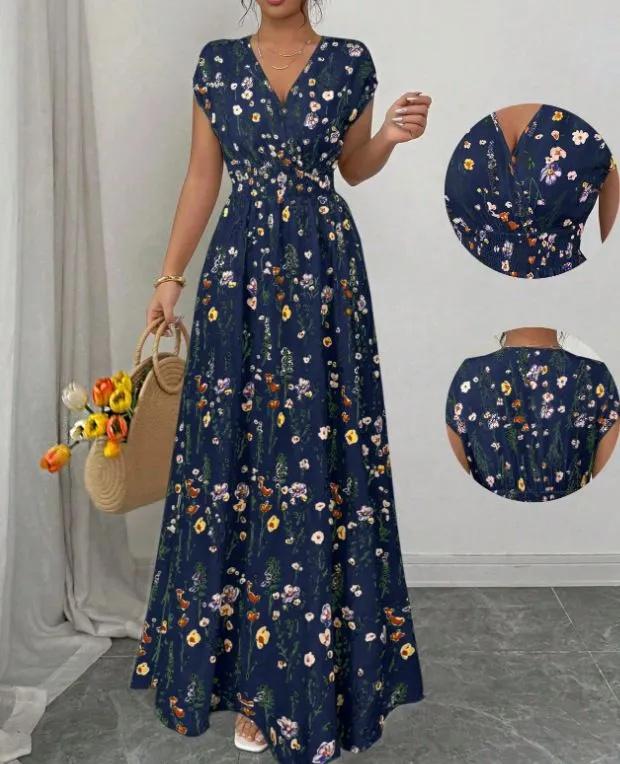 

Beach Dress With Slim Waist And Seaside Holiday Dress XL Темно-синій