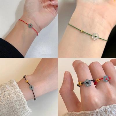 Cute Coin Flower Bangles Floral Braided Rope Bracelet Adjustable Lucky Rope Bracelet