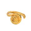 18K Gold Vacuum-Plated Stainless Steel Spiral Open Ring - Adjustable & In Stock