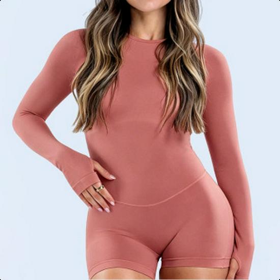Seamless Quick-Dry Long Sleeve Yoga Bodysuit: European & Asian Fit