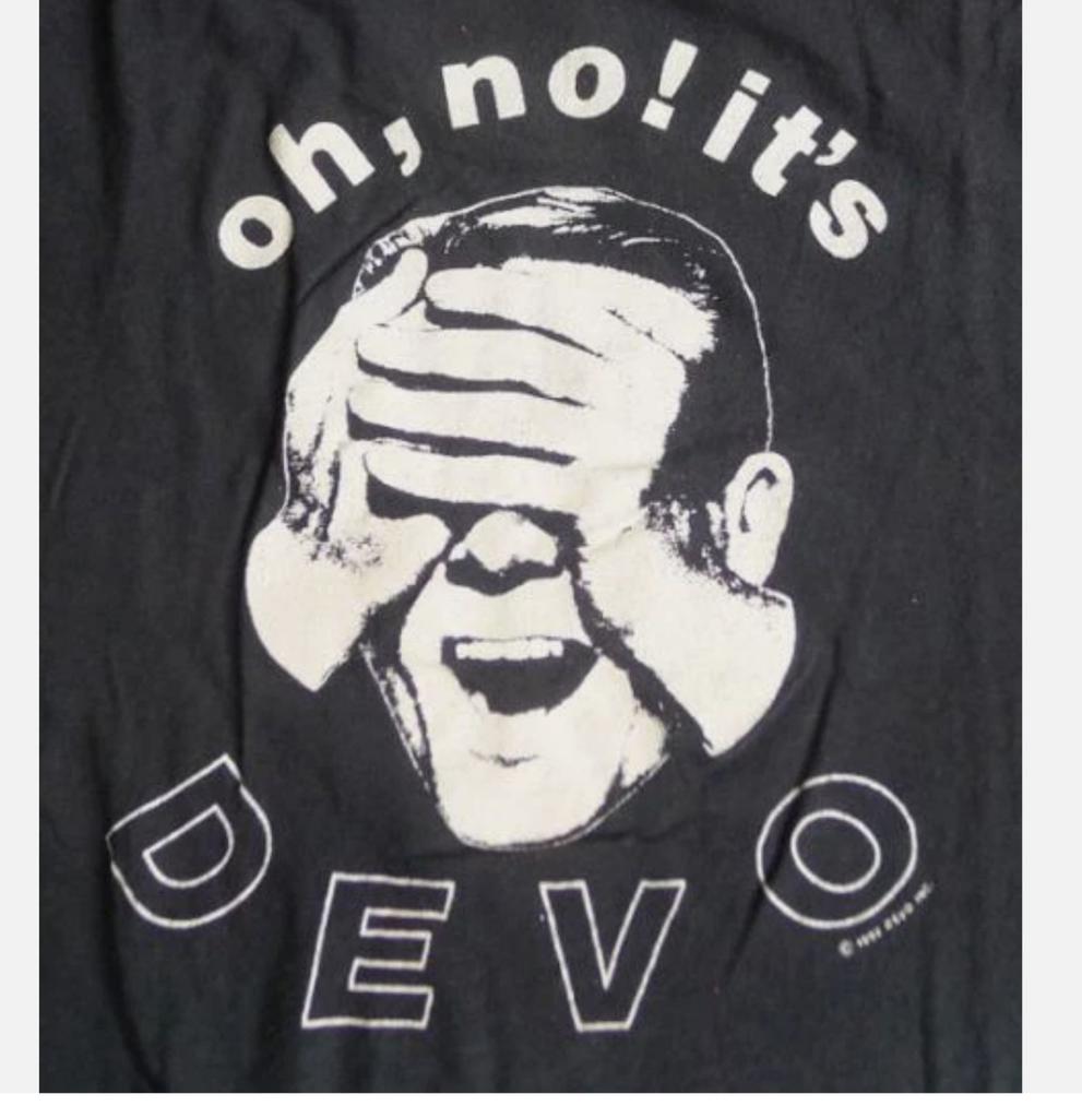 Vintage 1982 Oh No It's Devo Pop New Wave Band Black T Shirt