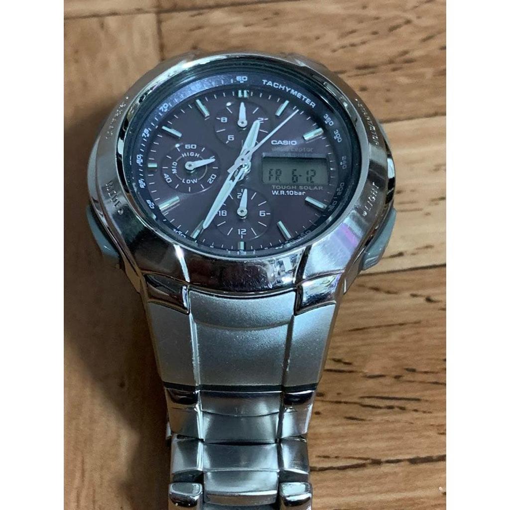 Used CASIO WVA-500 Radio Controlled Solar Analog-Digital Watch Men's Chronograph