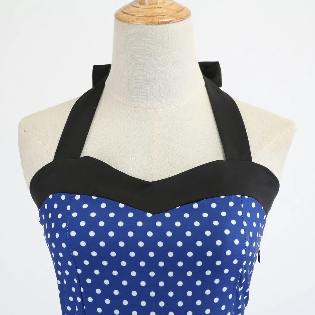 Vintage Dress Women Summer Sexy Polka Dot Print Halter Party Dresses Vestidos Robe Pin Up Rockabilly Y2K Dress