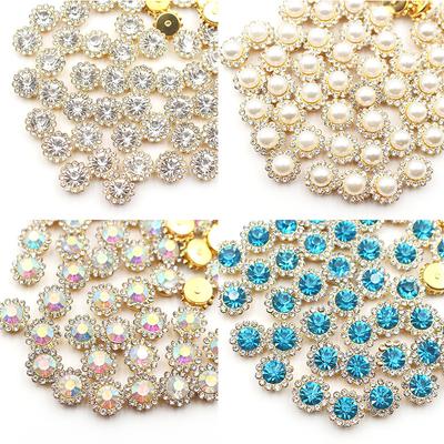 50 Stück Sonnenblumenbohrer, runde Blumenplattenbohrer, Schnallenschleife, handgefertigt, DIY-Haarschmuck, Glasklauenbohrer, Kostümzubehör, Strass-Perlen zum Aufnähen