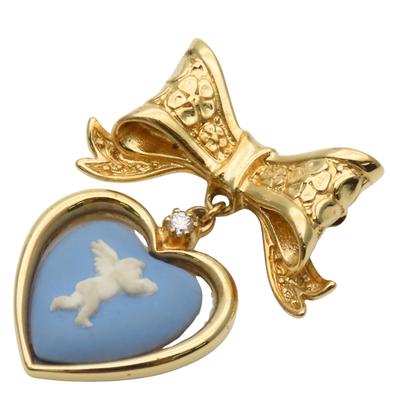 Brosă folosită Jasper metal 7,0g placare aurie albastră
