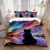 3pcs Colorful Galaxy Cat Bedding Set - Includes One Quilt Cover and Two Pillowcases (No Core) - Home Decor, Festival Gift, Polyester Fabric,
