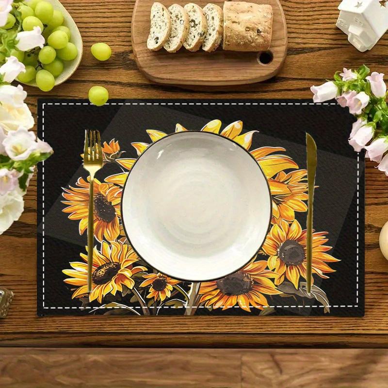 1PC Sunflower Printed Placemats, Perfect for Protecting Your Table, Ideal for Home Kitchen Use And Festive Party Decorations