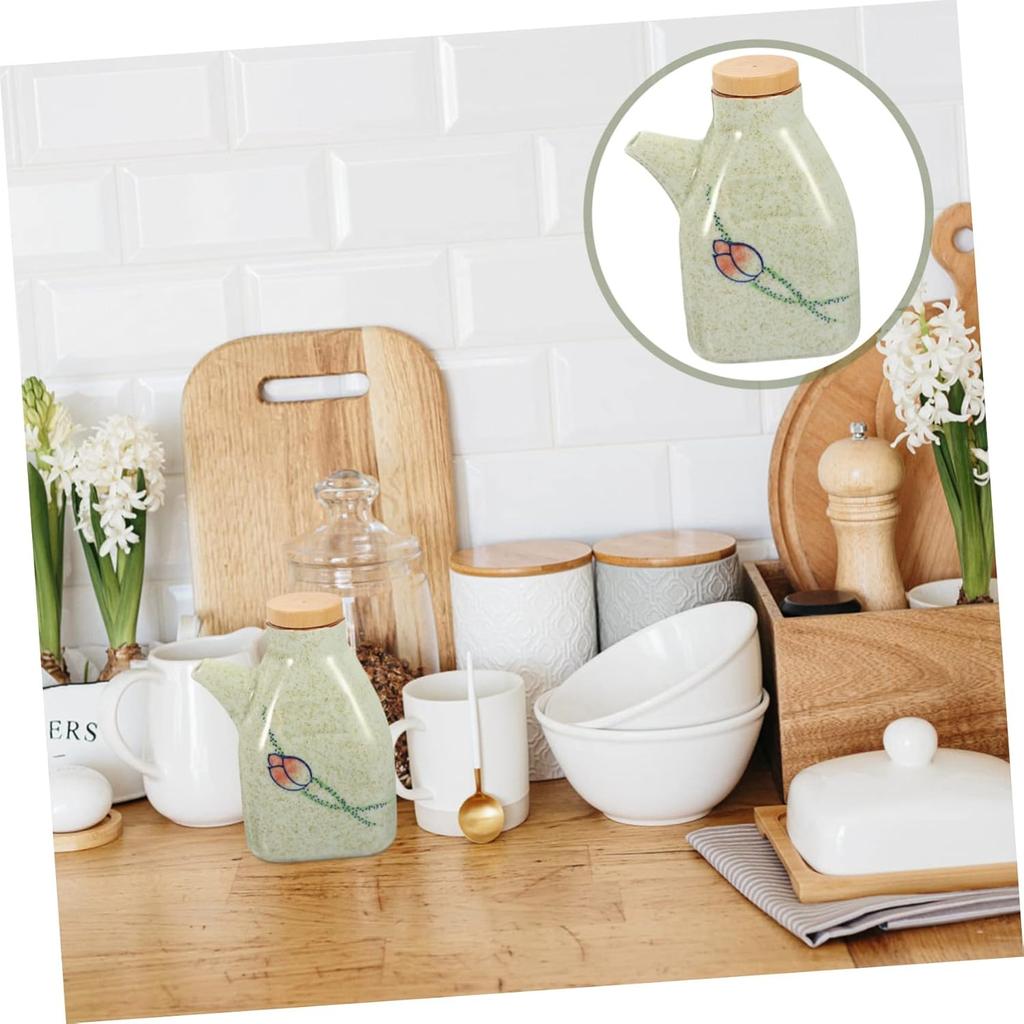 Ceramic Seasoning Container, Cooking Oil Container, Oil Bottle Dispenser, Vinegar Bottle, Chili Sauce Bottle