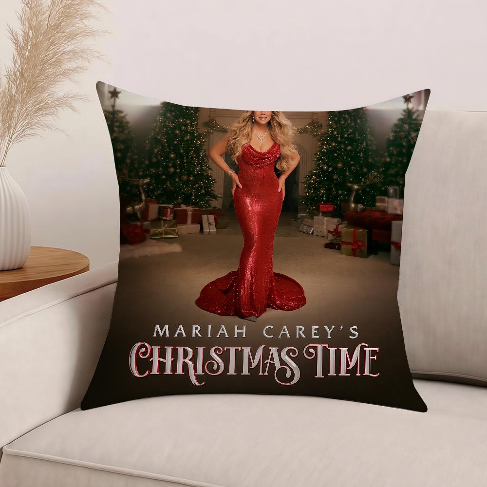 Funda de almohada Merry Christmas de la cantante Mariah Carey Cojines de oficina Adecuado para sofá coche dormitorio Funda de cojín decorativa