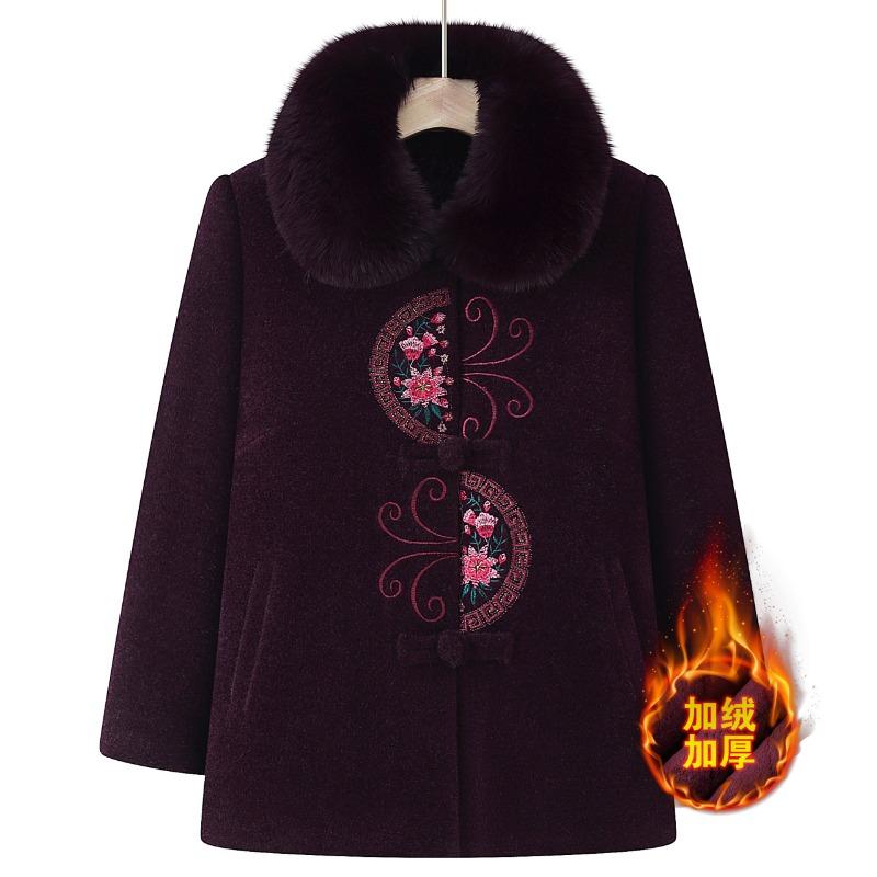 

Женская куртка из искусственного норкового бархата для зимы среднего и пожилого возраста, бабушкин бархат, утолщенная теплая зимняя одежда, широкий женский топ для мамы 6XL [Recommended 160-82.5kg] темно-фиолетового