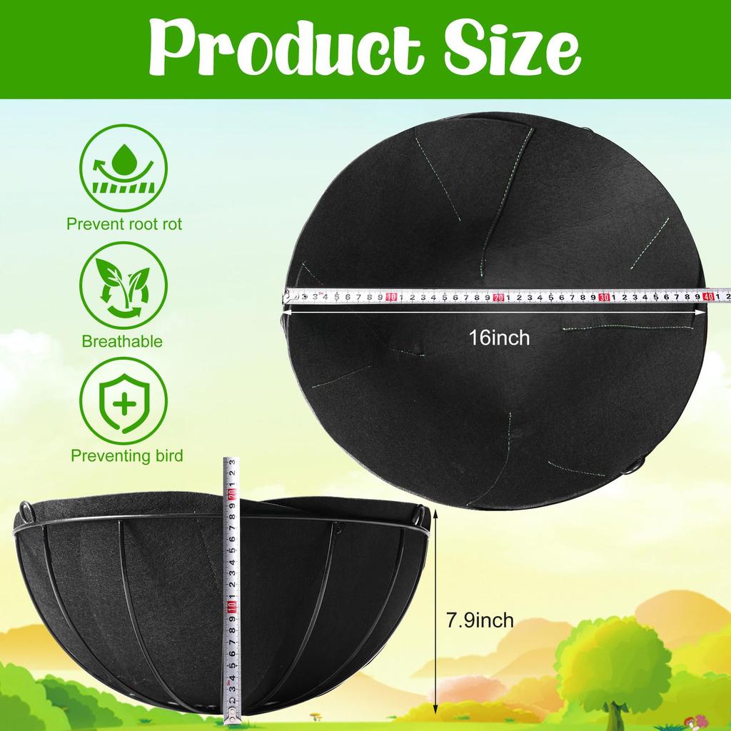 Fabric Plant Basket Liner Replacement, Felt Flower Pot Liners, Round Square Multi-Size, Gray, for Indoor Outdoor Plant Decor