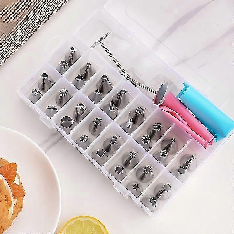 38-Piece Stainless Steel Piping Nozzles & Icing Bag Set Complete Cake Decorating Kit with Silicone Bags, Perfect for Cupcakes, Cakes & Pastry Decorat 