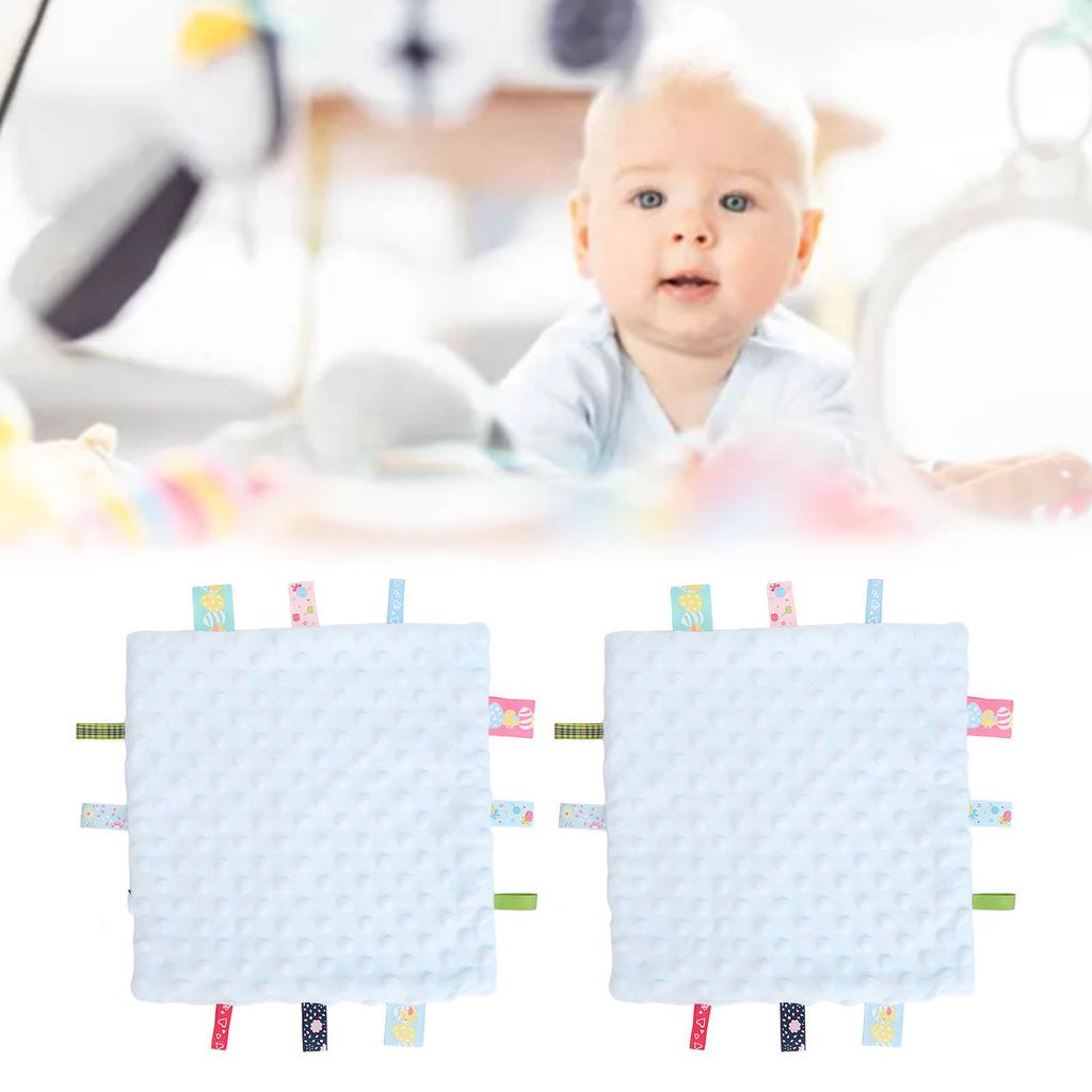 2pcs Baby Security Blanket Pure Cotton 3D Particle Sensory Development Baby Comfort Blanket with Colorful