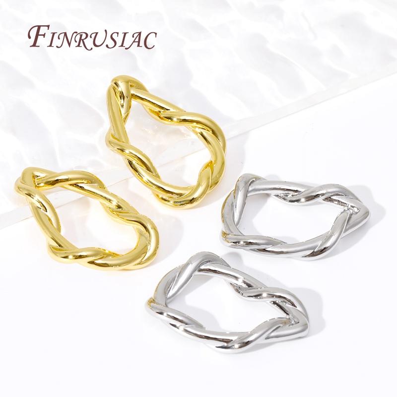 Simple Irregular Twist Closed Ring Connectors Charms 18K Gold Color DIY Earrings Bracelets Connecting Accessories Supplies