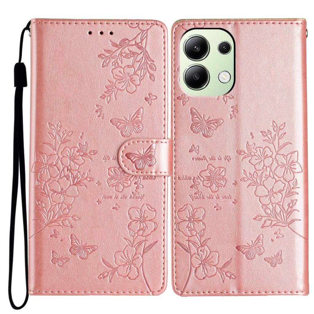 For Xiaomi Redmi Note 13 4G Leather Case Butterfly Floral Imprint Wallet Phone Shell