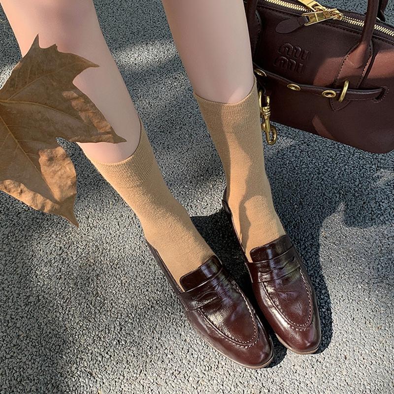 Fashion NEW Autumn/Spring Women Loafers Split Leather Shoes for Women Round Toe Low Heel Shoes Slip-on Women Pumps Comfort Daily Shoes